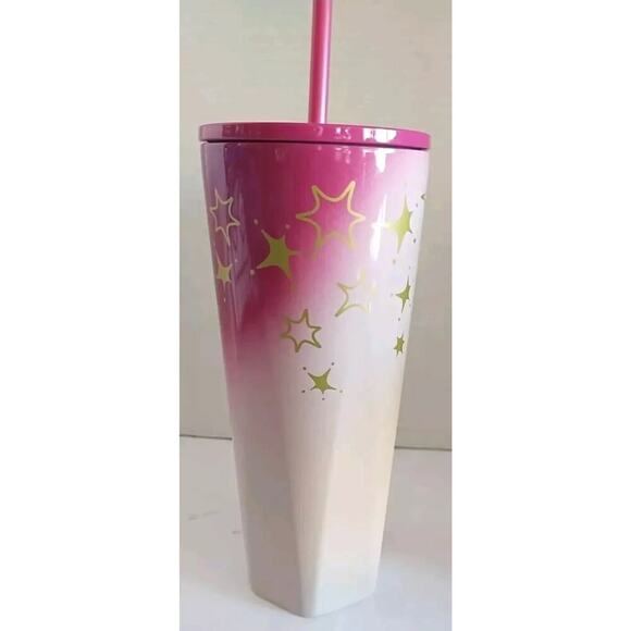 Starbucks Christmas Holiday 2024 Pink & Gold Stars Stainless-Steel Venti Tumbler - Picture 4 of 7